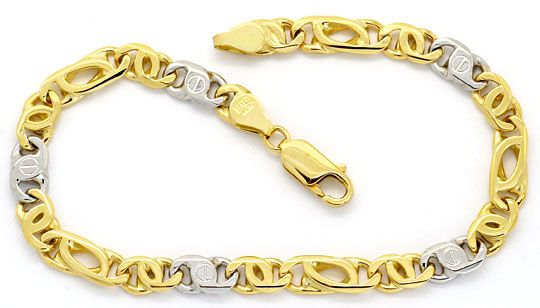 Foto 1 - Goldkette und Armband Set massiv 14K Gelbgold-Weißgold, K2196