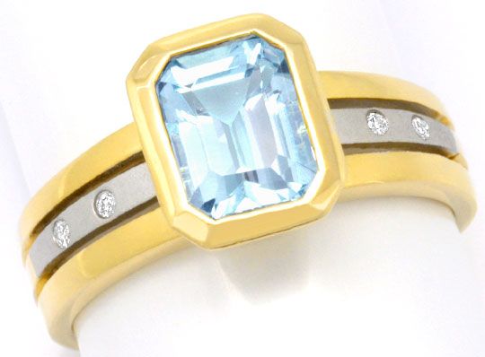 Foto 2 - Brillant-Ring Blauer Topas, Emerald Cut Smaragd Schliff, S3940