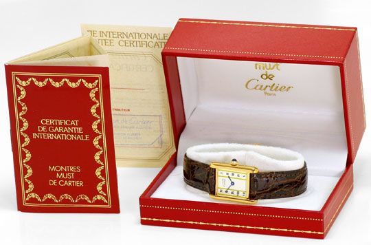 Foto 6 - must de Cartier Tank Vermeil Silber Vergoldet Damen Uhr, U2182